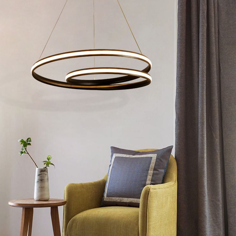 Modern Simplicity LED Hanging Lamp Lacquered Aluminium Linear Chandelier with Silicone Shade