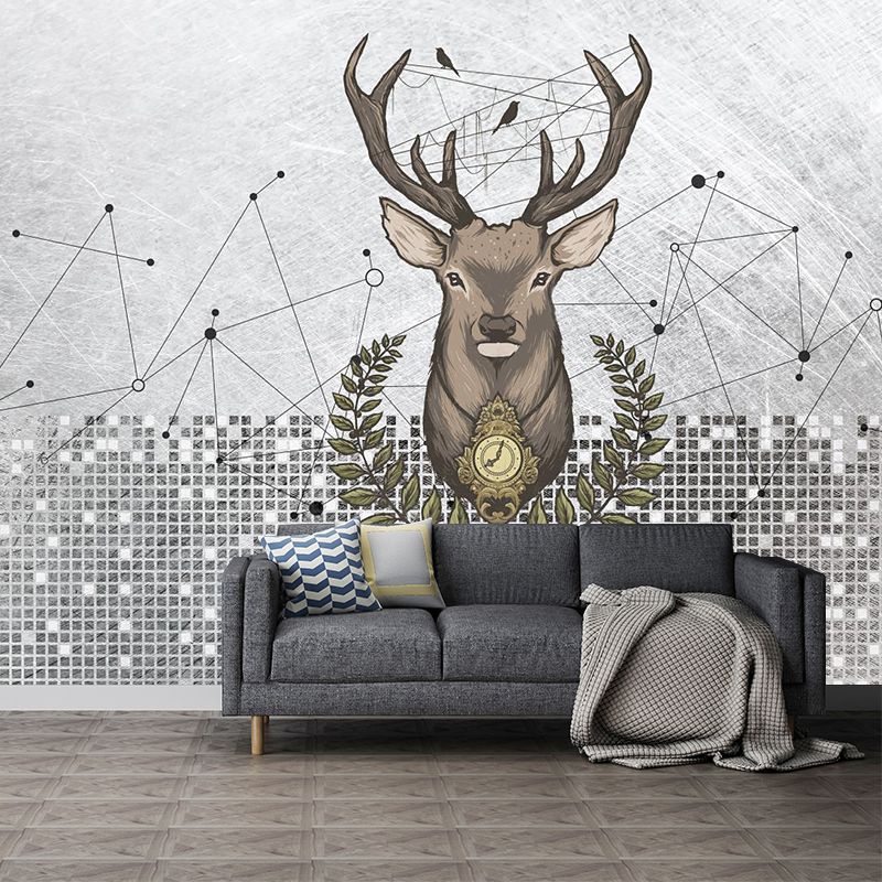 Washable Deer Wallpaper Murals Contemporary Non-Woven Wall Covering, Made to Measure