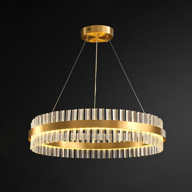Contemporary Circular LED Chandelier Pendant Light Crystal Ceiling Pendant Light
