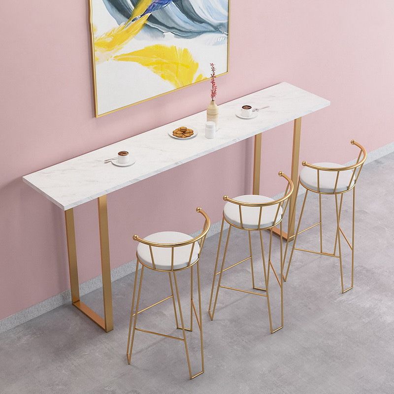 Glam Pub Table Rectangle Bar Height Bar Table for Cafe and Breakroom