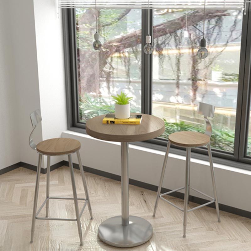 1/2/3/5 Pieces Stools Set Industrial Chrome Metal Pub Table Set for Small Places