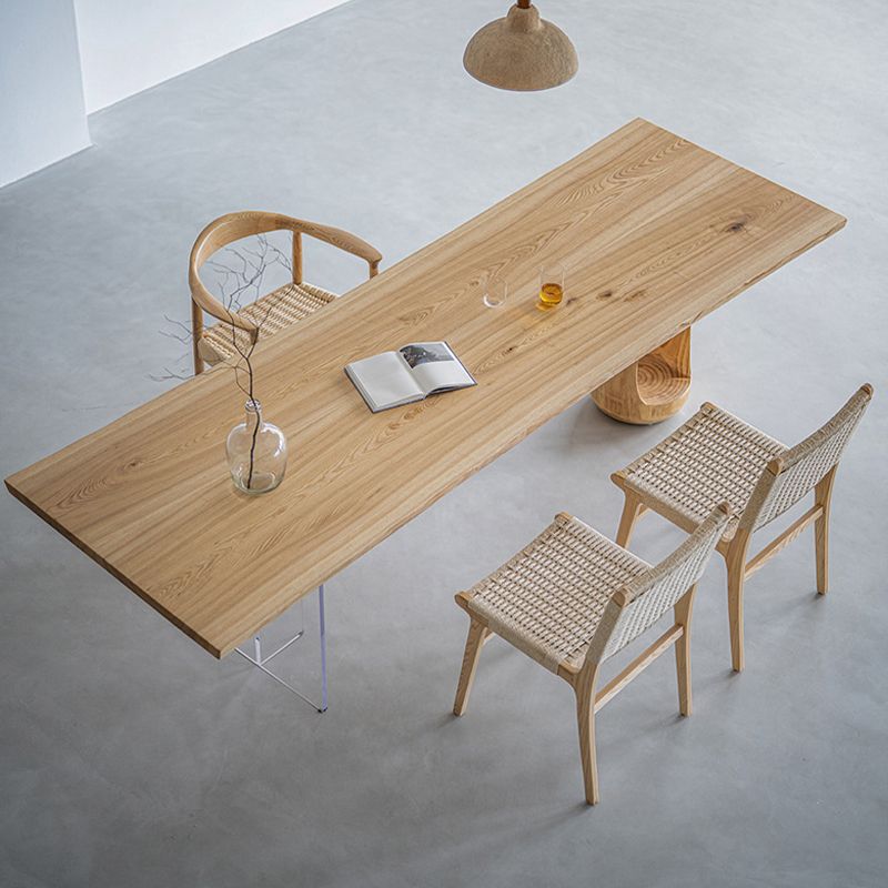 Industrial Wood Dining Table with Double Pedestal Base Table for Dining Room