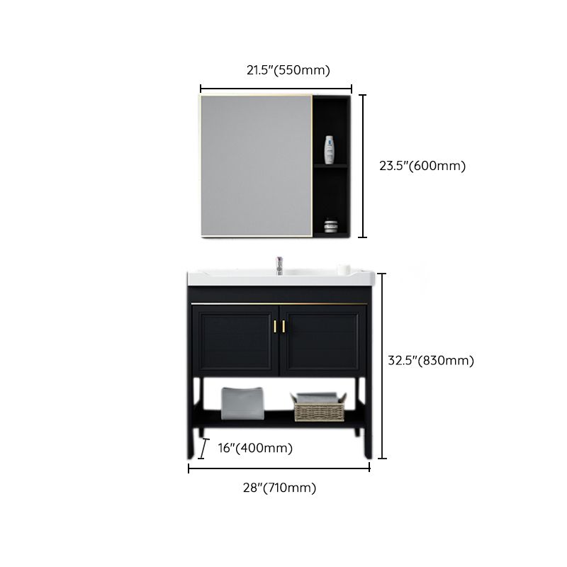 Shelving Included Bath Vanity Set Mirror Freestanding Vanity Set with Single Sink