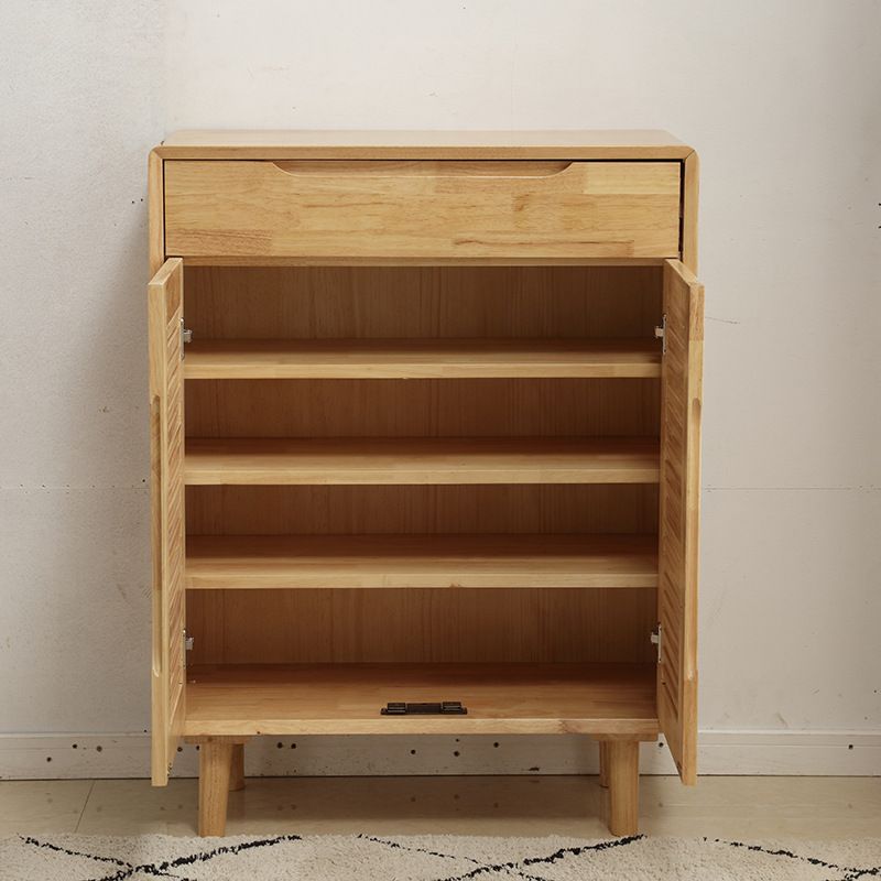 Modern Cabinet Rectangle With Doors Solid Wood with Shelves Accent Cabinet