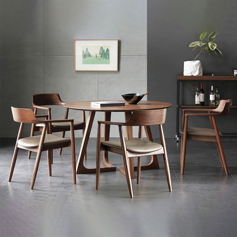 1/2/3/5/7 Pcs Modern Round Shape Solid Wood Dinette Table with Chair