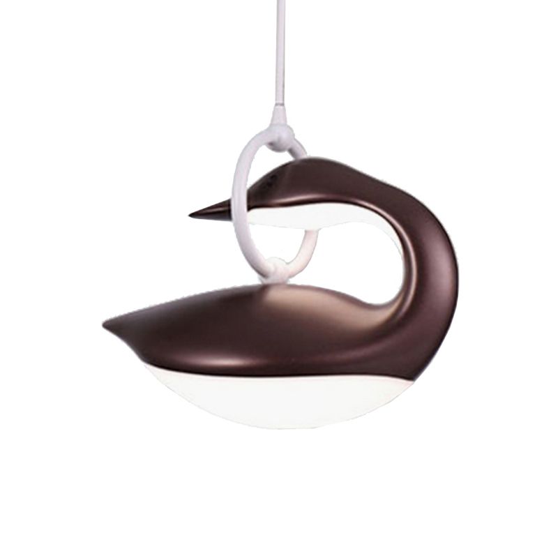 Luz de lámpara colgante marrón/dorada/blanca de cisne post moderna luz de techo LED de tono acrílico, luz de tercer engranaje