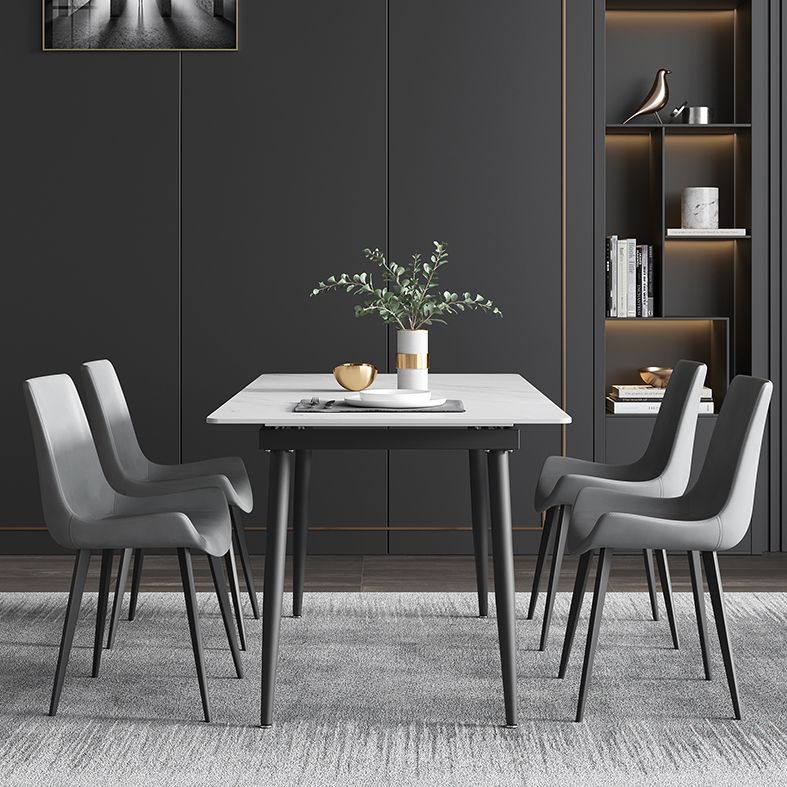 63''L Industrial Sintered Stone Table Extendable Rectangle Dining Table for Kitchen