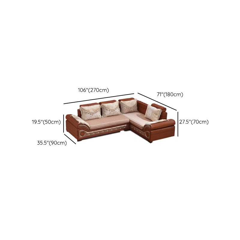 Tropical Style Rattan Accent Sofa and Chaise Slipcovered Sofa with Pillows
