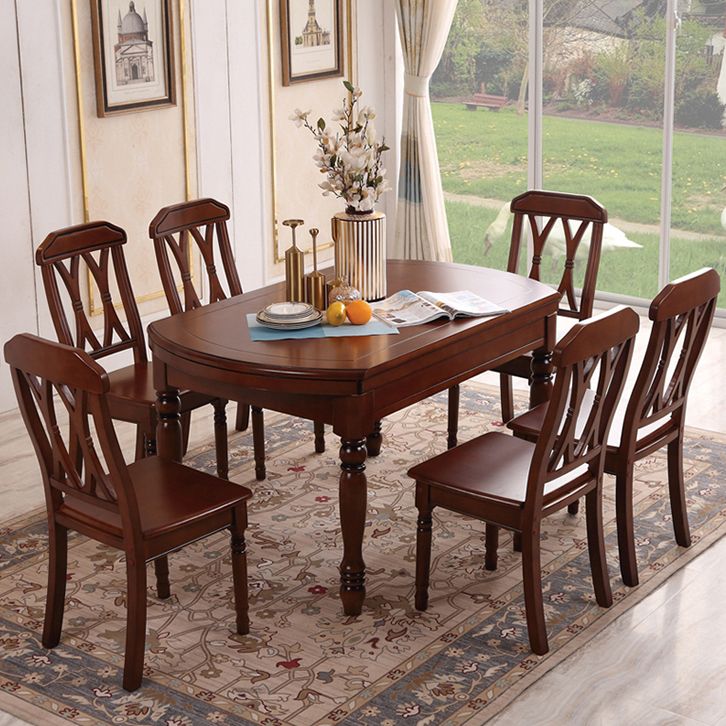 Modern Solid Wood Extendable Table Standard Brown Dining Table for Kitchen