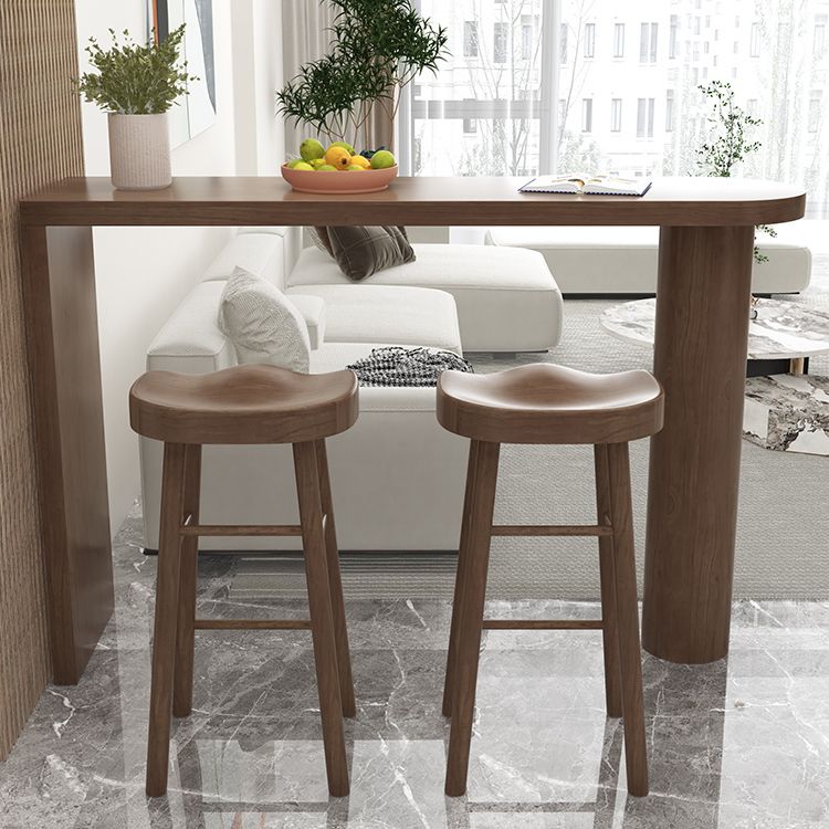 Modern Living Room Solid Wood Double pedestal Bar Dining Table