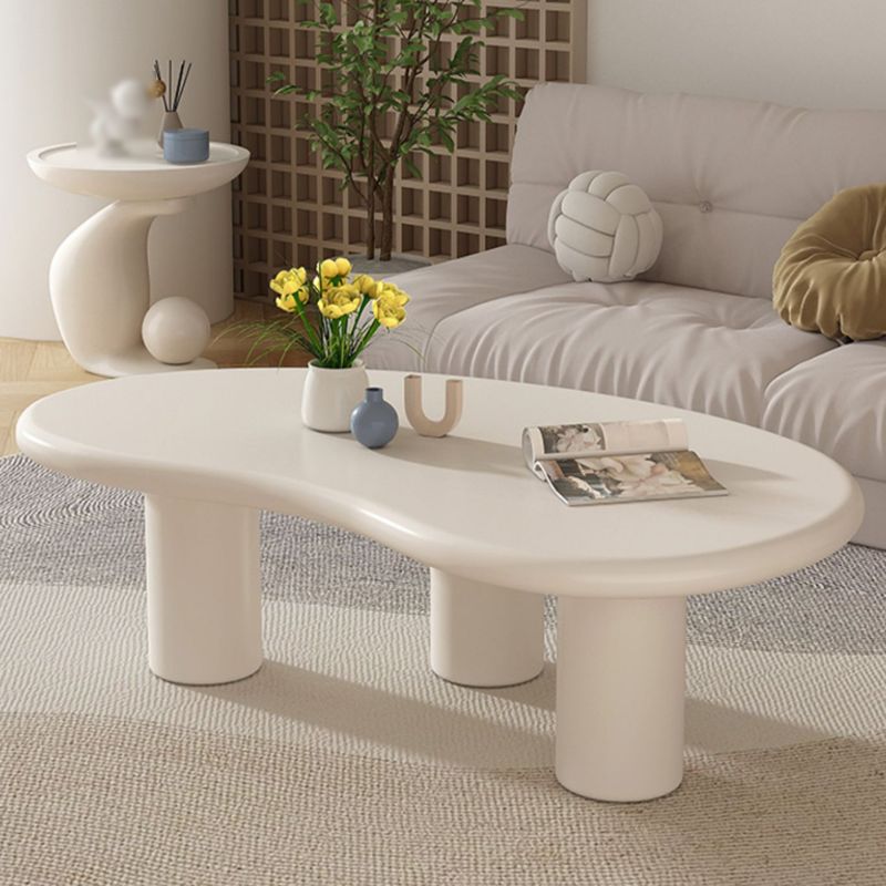 Modern Irregular Coffee Table 3 Legs Cocktail Table Set in White