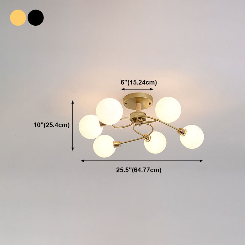 Multi Light Spherical Ceiling Lamp Modern Style Glass Ceiling Lighting for Living Room