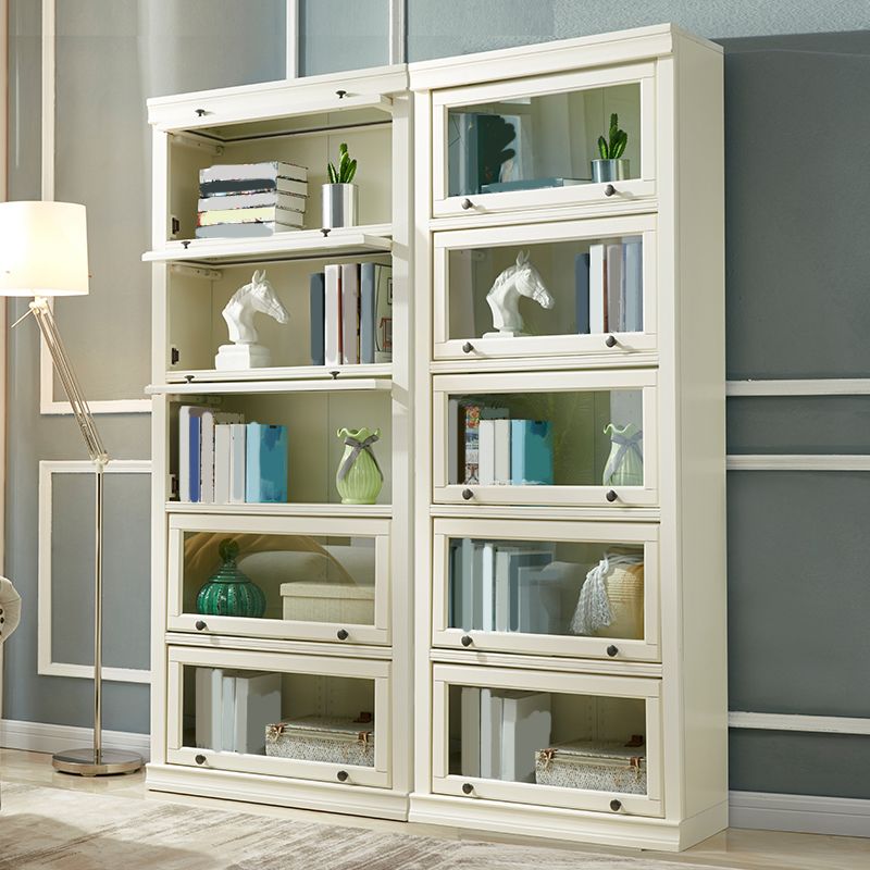Contemporary Wooden Bookshelf White Standard Shelf Bookcase for Home Office