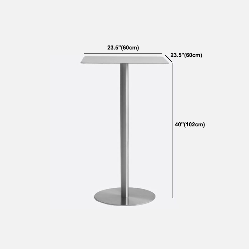 Industrial Silver Counter Height Table Metal Pedestal Bar Table