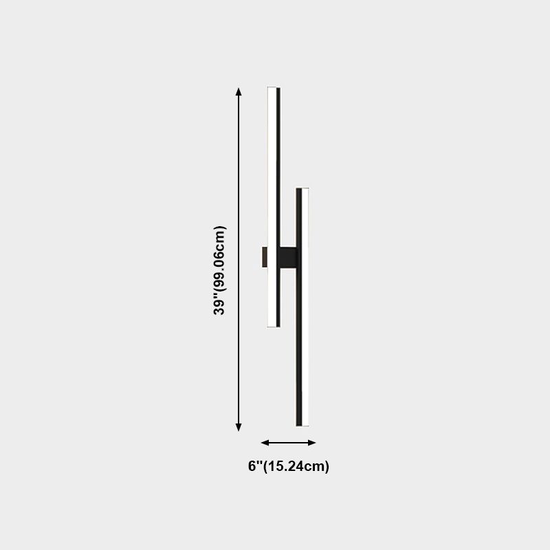 Forma lineal Luz de pared de metal Estilo moderno 2 luces Luz de montaje de pared Luz de luz en negro