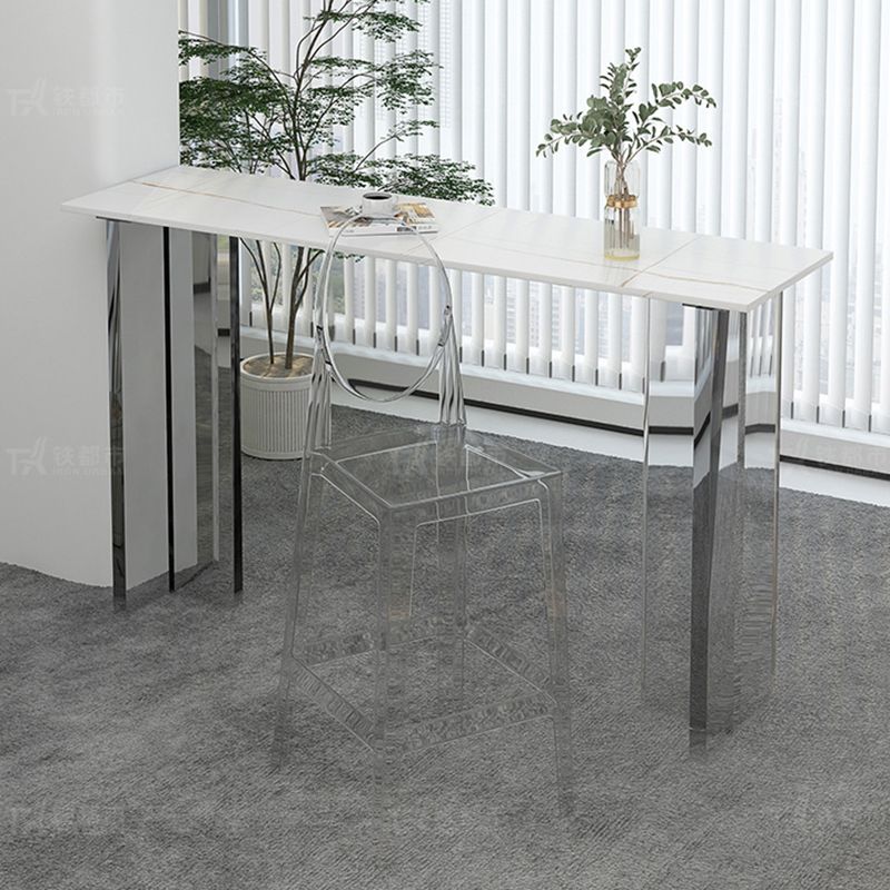 Modem & Contemporary Stone Rectangle Pub Bar Table for Living Room