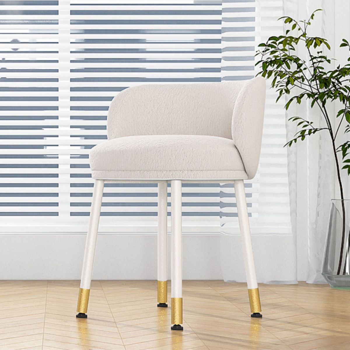 Scandinavian Upholstered Dining Chairs Armless Solid Back Chair