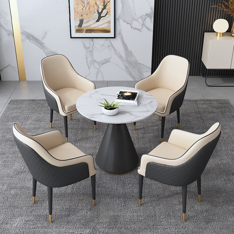 Modern Dining Set 1/5 Pieces Round Stone Dining Table for Living Room