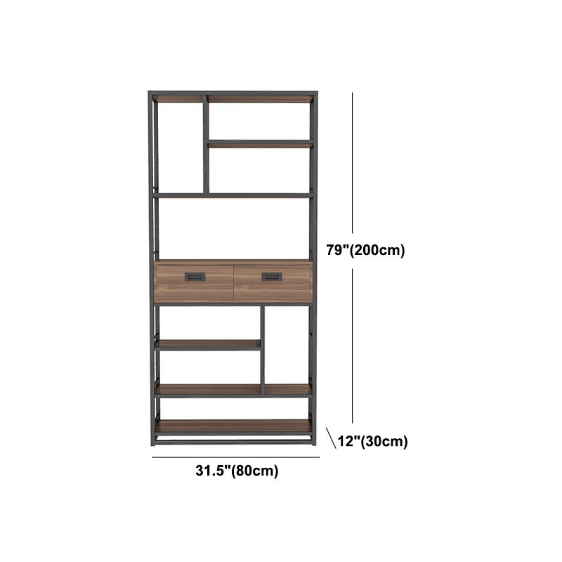 Geometric Shelf Bookshelf Metal and Wooden Bookcase for Home Office