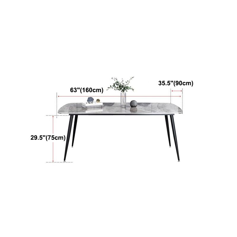 Rectangle Industrial Dining Table Grey Fixed Table with Sintered Stone