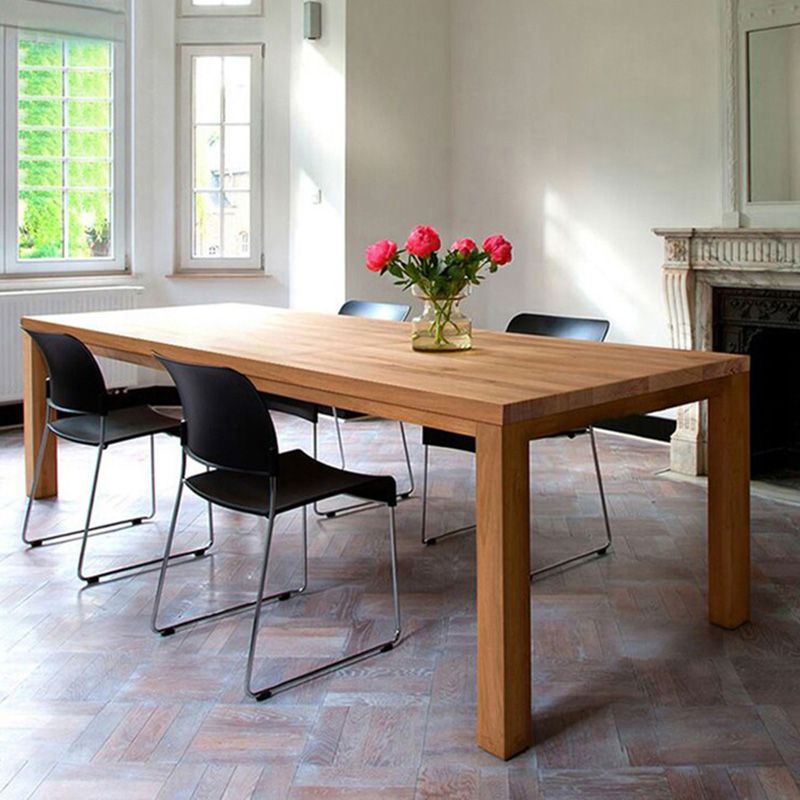 Rectangle 4 Legs Dining Table Modern Style Pine Wood Table for Kitchen