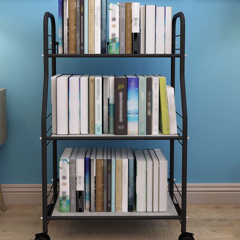 Industrial Style Steel Bookshelf Open Shelf Bookcase with Caster Wheels