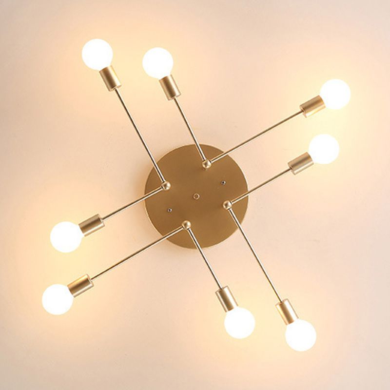 Sputnik Multi Light Ceiling Light Bare Bulb Restaurant Industrial Style Lighting Fixtures in Wrought Iron