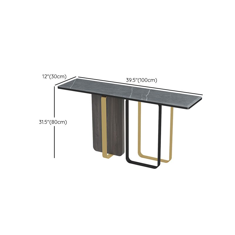 Glam Console Table Rectangle Stone Accent Table , 12 Inch Wide