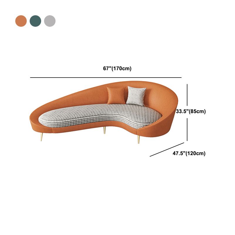 Faux Leather Curved Sofa with Slopped Arm for Living Room 33.47" High