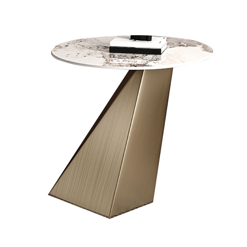 20.5" Tall Modern Slate Top Side Table Steel Pedestal End Table