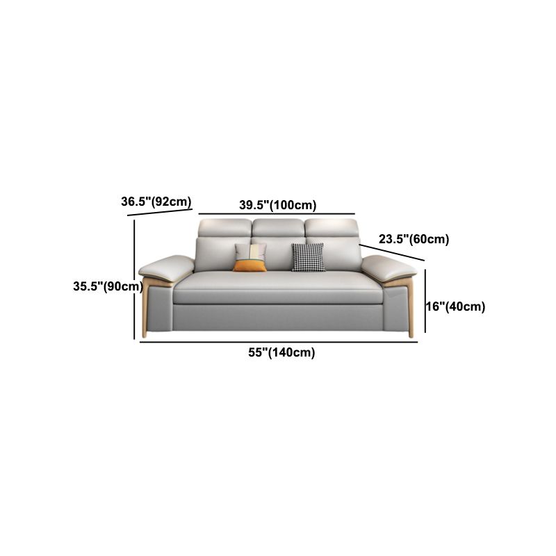 Faux Leather Stain Resistant Contemporary Bed Settee in Gray