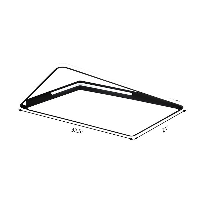 eigentijds rechthoekig plafondgemonteerd licht metaal woonkamer zwart/wit led-inbouwlamp, warm/wit/3 kleuren licht