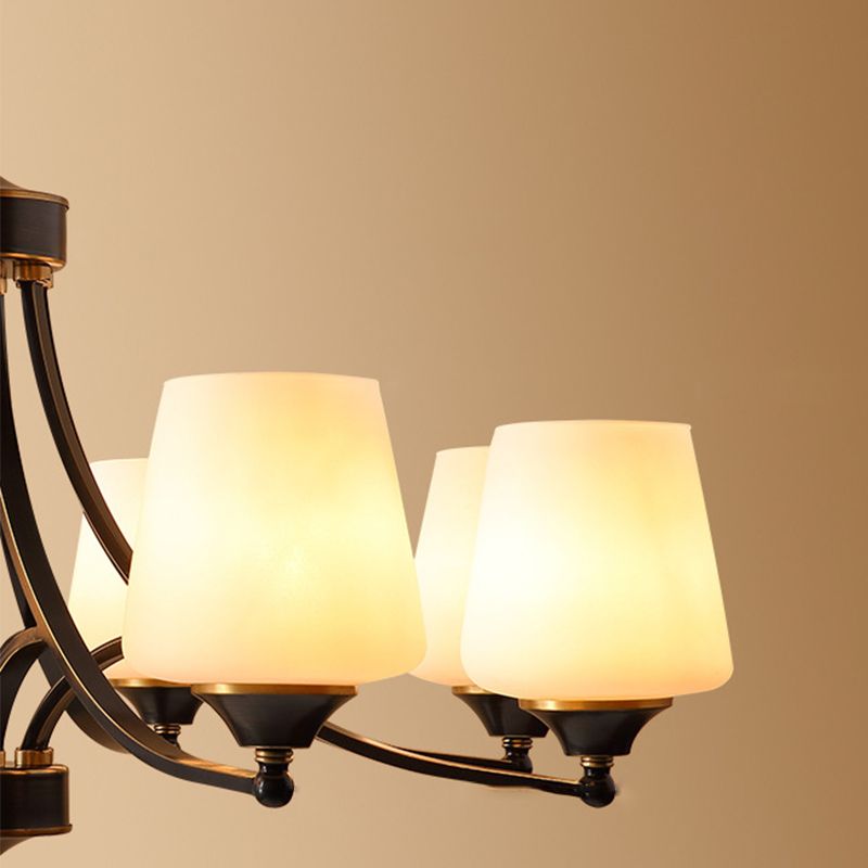 American Brass Chandelier Branch Black Pendant Lamps with Glass for Living Room