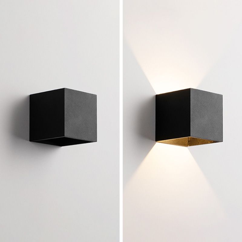 Cubo accesorios de iluminación neutral caliente con sombra de vidrio transparente para dormitorio