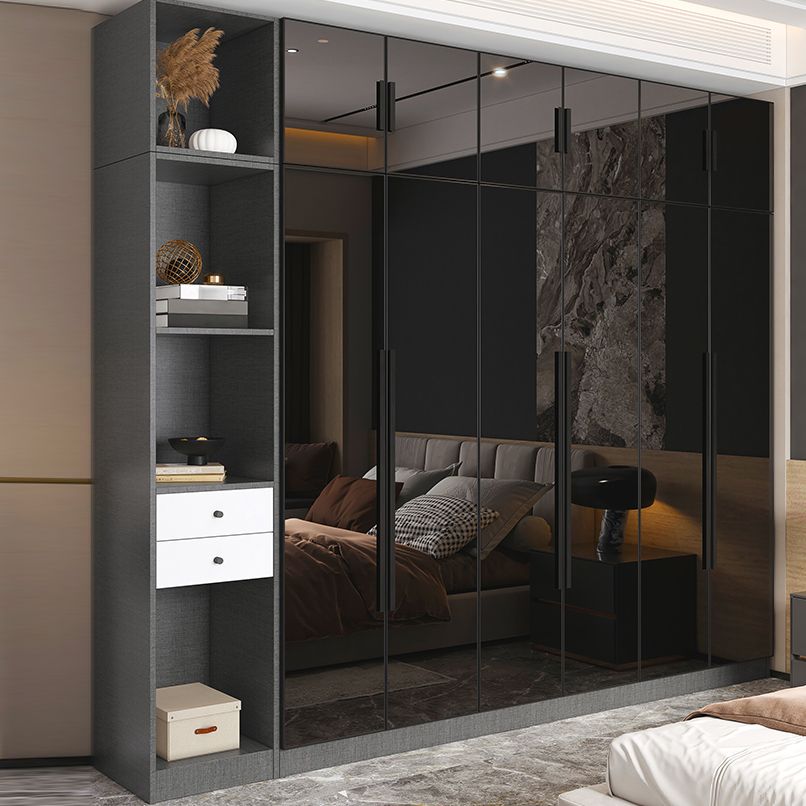 Modern Style Wardrobe Grey Colour Glass Wardrobe Closet for Bedroom