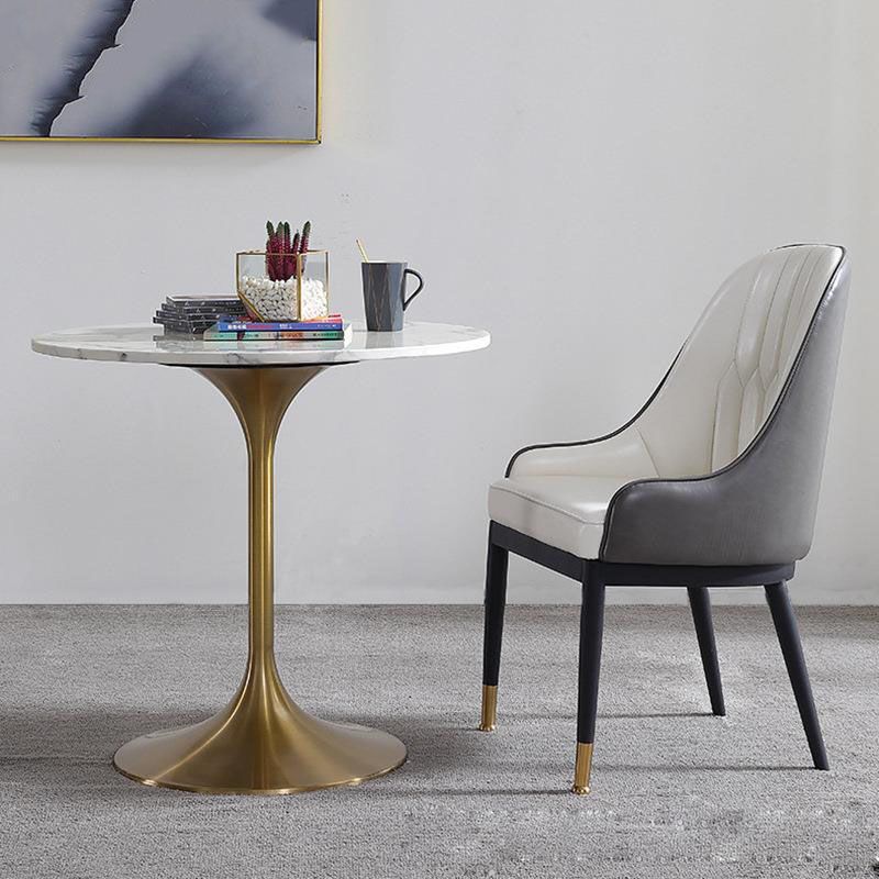 Contemporary Marble Dining Set 1/2/4/5 Pieces Round Dining Table Set with Padded Chairs