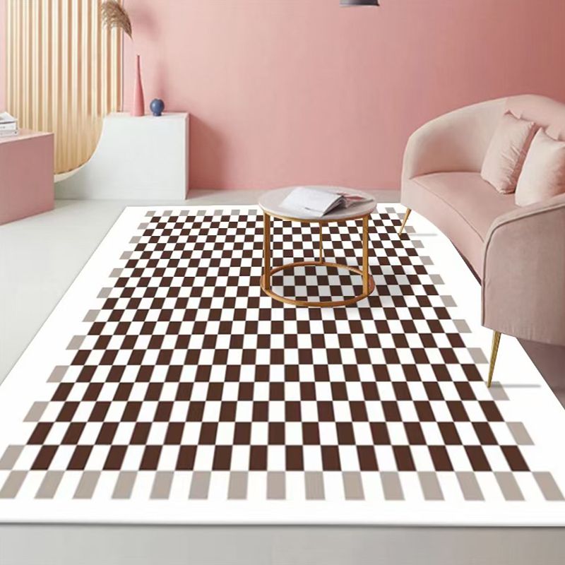 Plaid Rug Modern Carpet Polyester Anti-Slip Backing Rug for Living Room