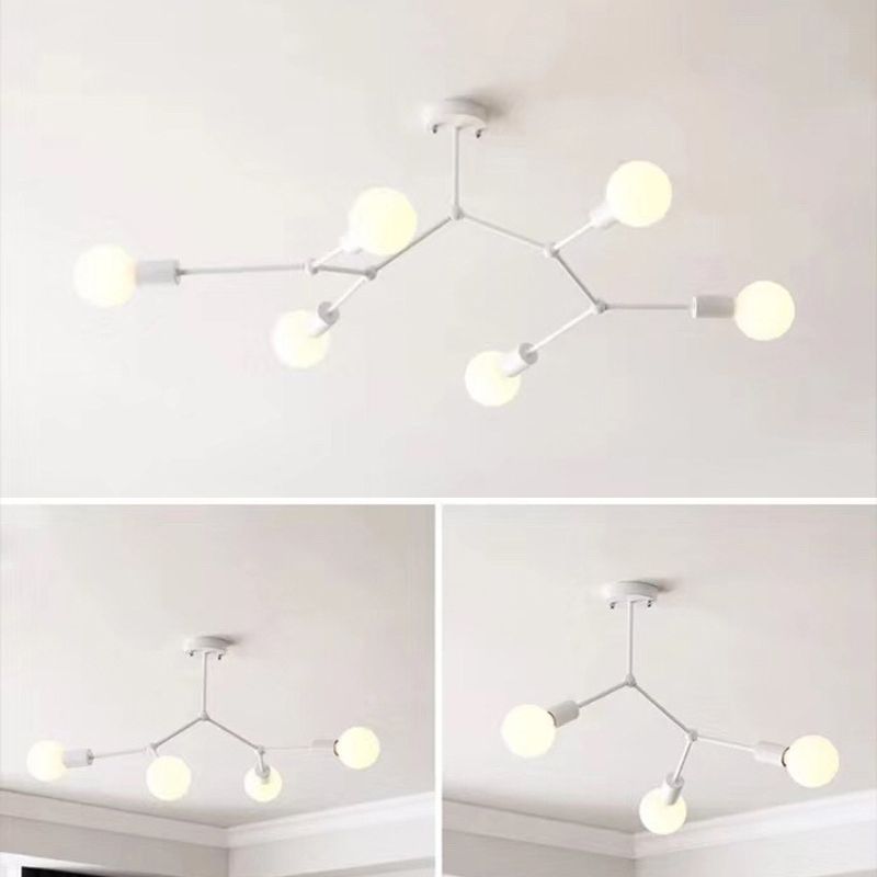 Diseño molecular de 6 luces Candelera de metal Ligero Estilo industrial Colgante de iluminación de bombilla abierta para sala de estar de dormitorio