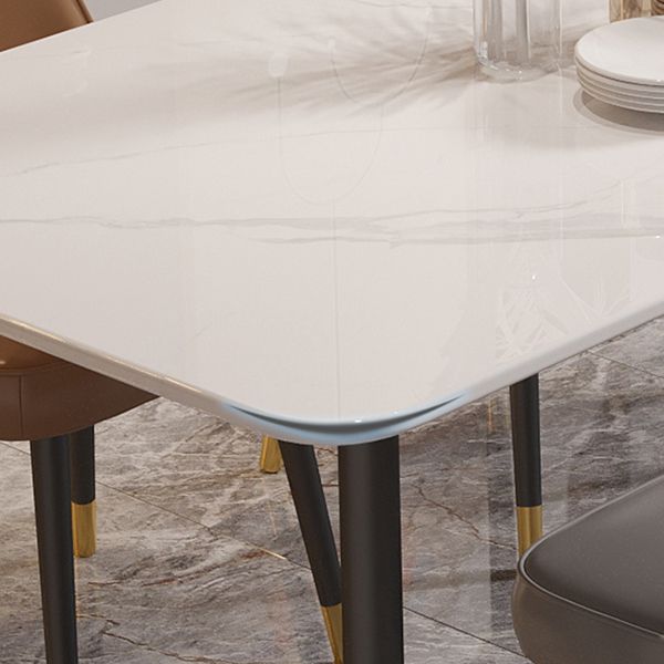 Modern 4 Legs Dining Table Stone and Steel Rectangle Counter Dining Table