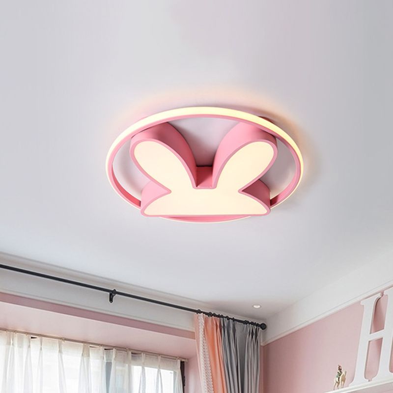 Lampada a LED da cartone animato con sfumatura di coniglio rosa con sfumatura acrilica per camera da letto in luce calda/bianca