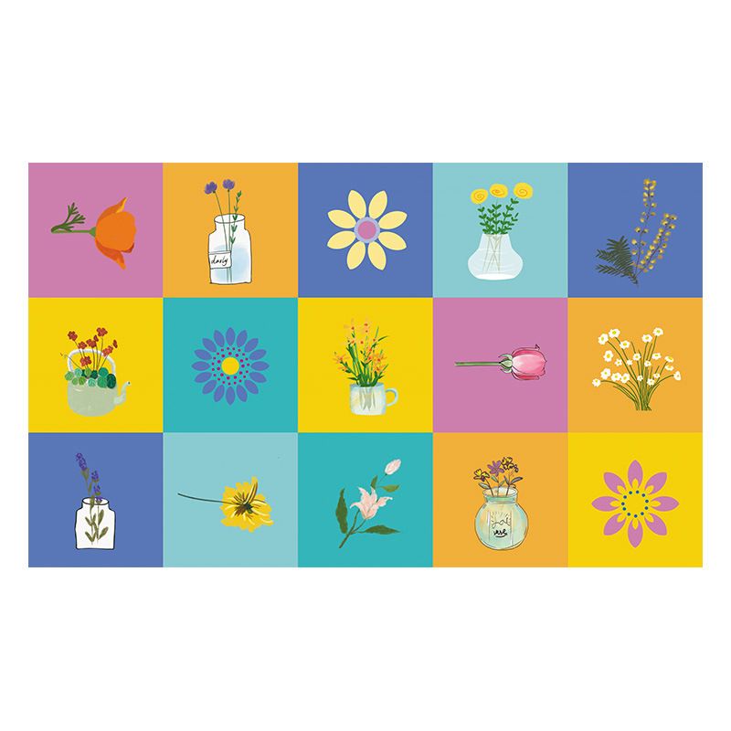 Leaf Print Wallpaper Panels Multicolored PVC Wall Covering, Peel and Paste, 3.5' x 23.5"