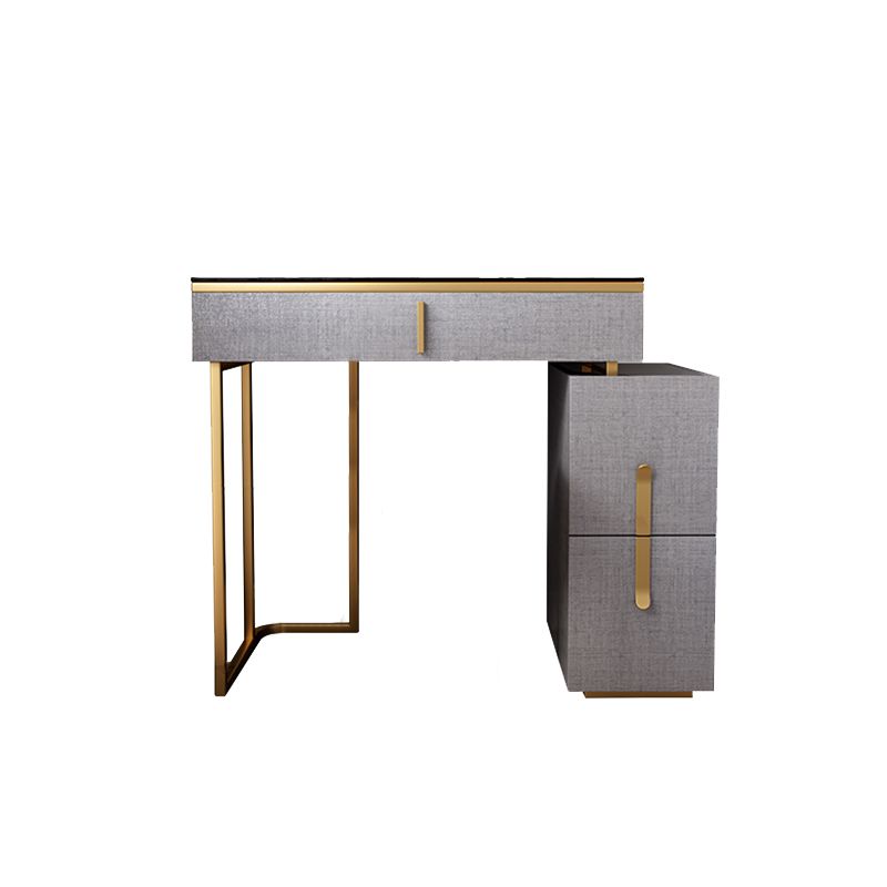 3-Drawer Glass Vanity Table with Stool Glam 26.4" W Dressing Table