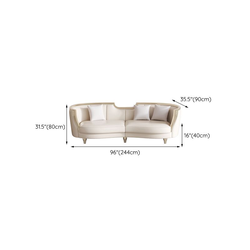 Scandinavian Living Room Sofa Genuine Leather Tuxedo Arm Seating