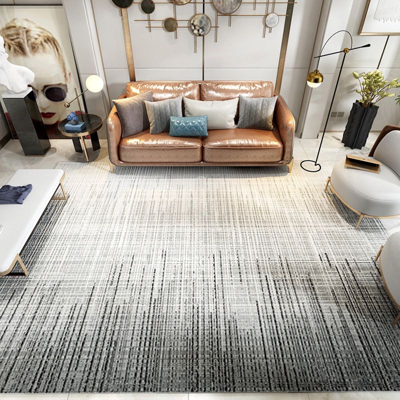 Basic Living Room Rug Multi Color Stripe Print Indoor Rug Polypropylene Anti-Slip Backing Easy Care Area Carpet