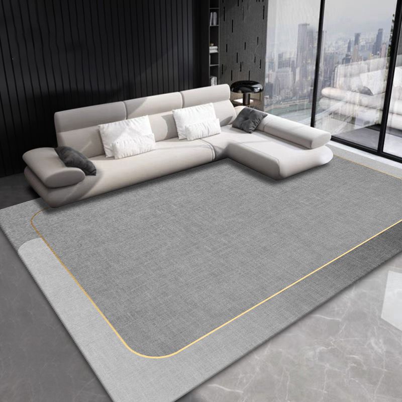 Grey Modern Carpet Geometric Pattern Polyester Area Carpet Stain Resistant Rug for Home Decor