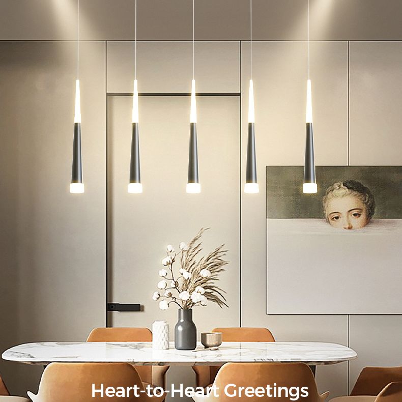 New Modern Metal Island Lighting Fixture LED Linear Chandelier Lights for Dining Room