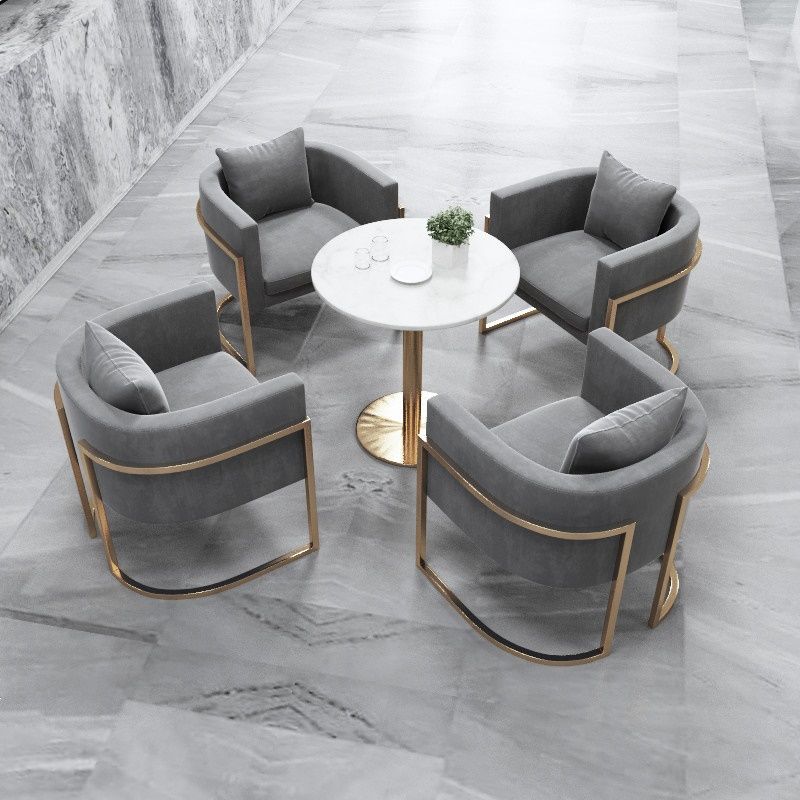 Glam Style Marble Dining Table 1/2/3/4/5 Pieces Dining Set for Home Use
