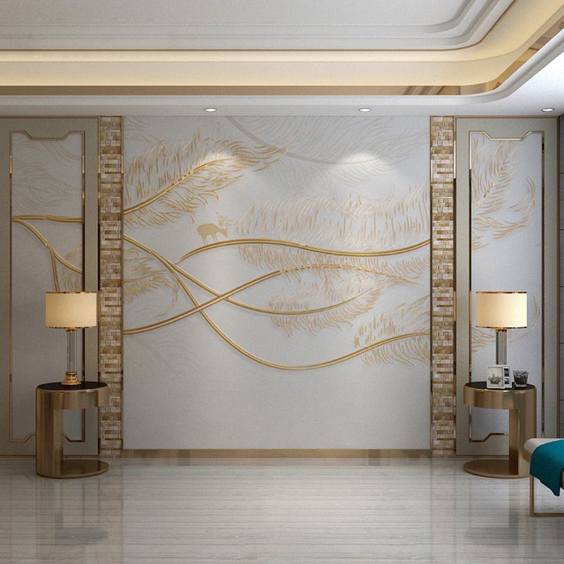 Romantic Feather Wall Decor for Accent Wall Minimalist Wall Mural, Personalized Size Available