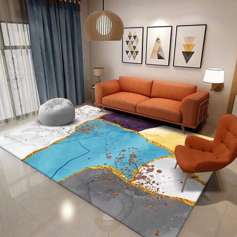 Green Modern Area Carpet Abstarct Pattern Polyester Area Rug Non-Slip Backing Rug for Living Room