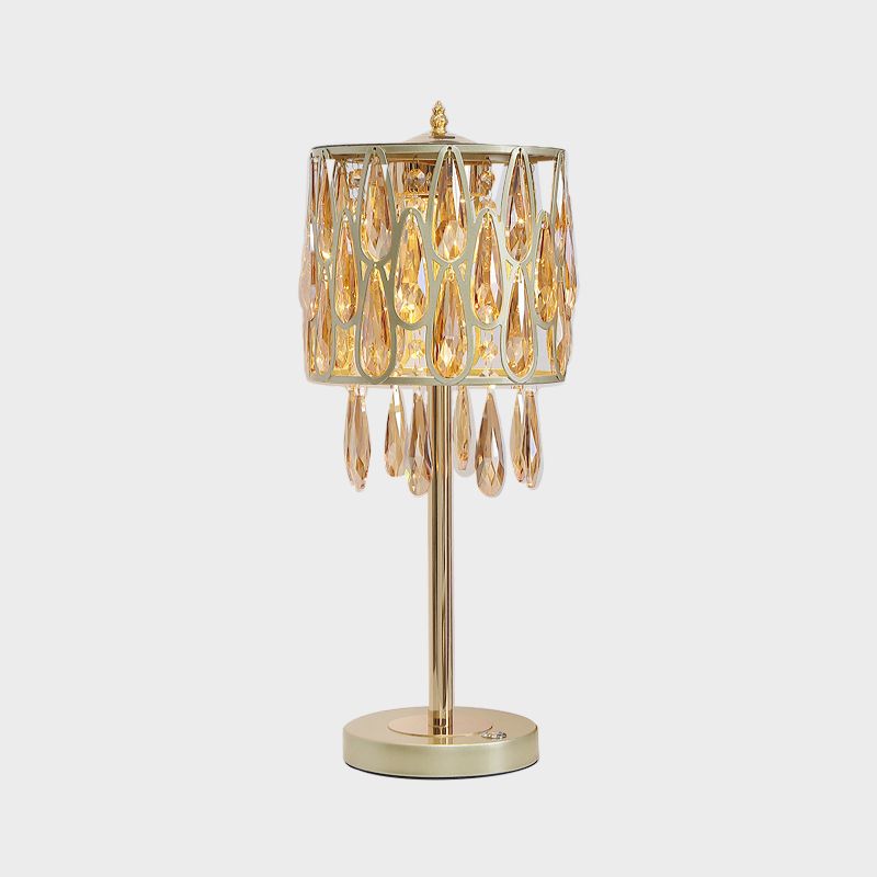 Black / or / Gold / Champagne de la lampe de chevet de la lampe de nuit 1 tête de table contemporaine lumière avec gouttes de pluie en cristal incrustées